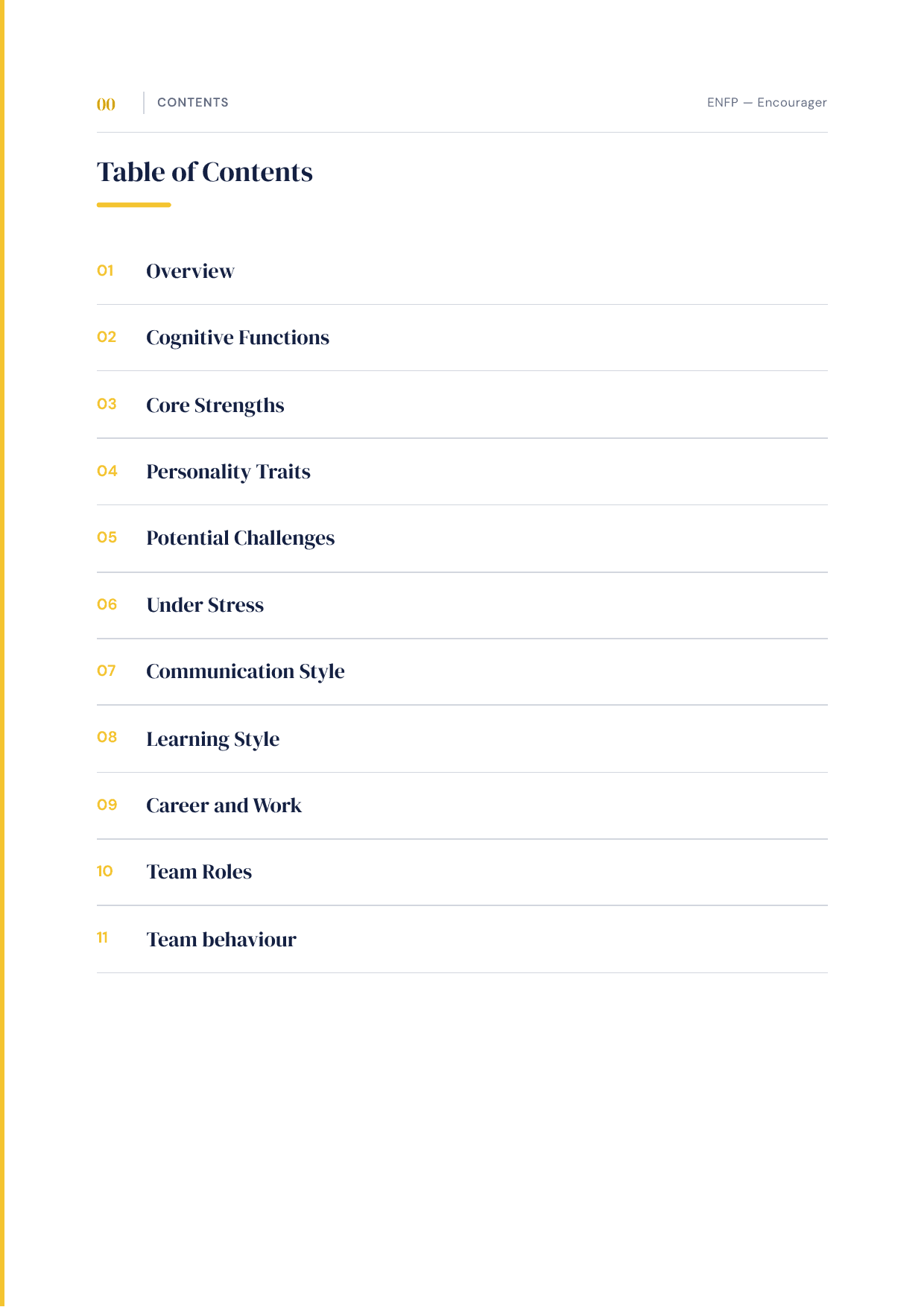 Type report PDF page showing the overview and main dimensions